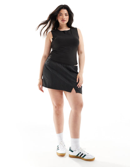ASOS DESIGN Curve second skin slash neck vest top in black