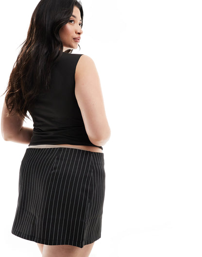 ASOS DESIGN Curve second skin slash neck vest top in black