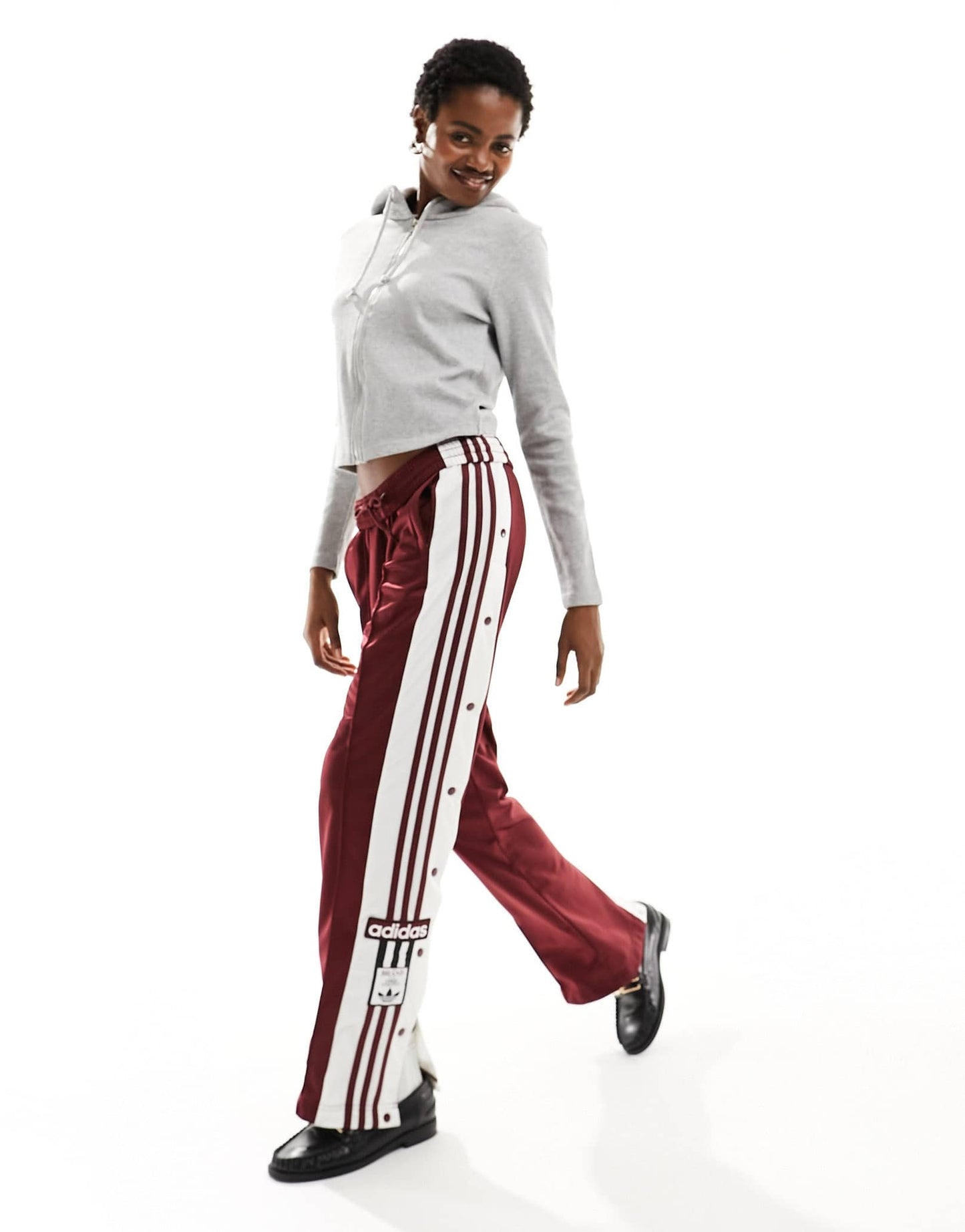 Daisy Street fitted zip through rib hoodie in grey