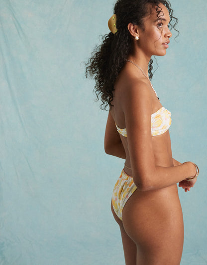 Miss Selfridge high leg bikini bottom in fruit print