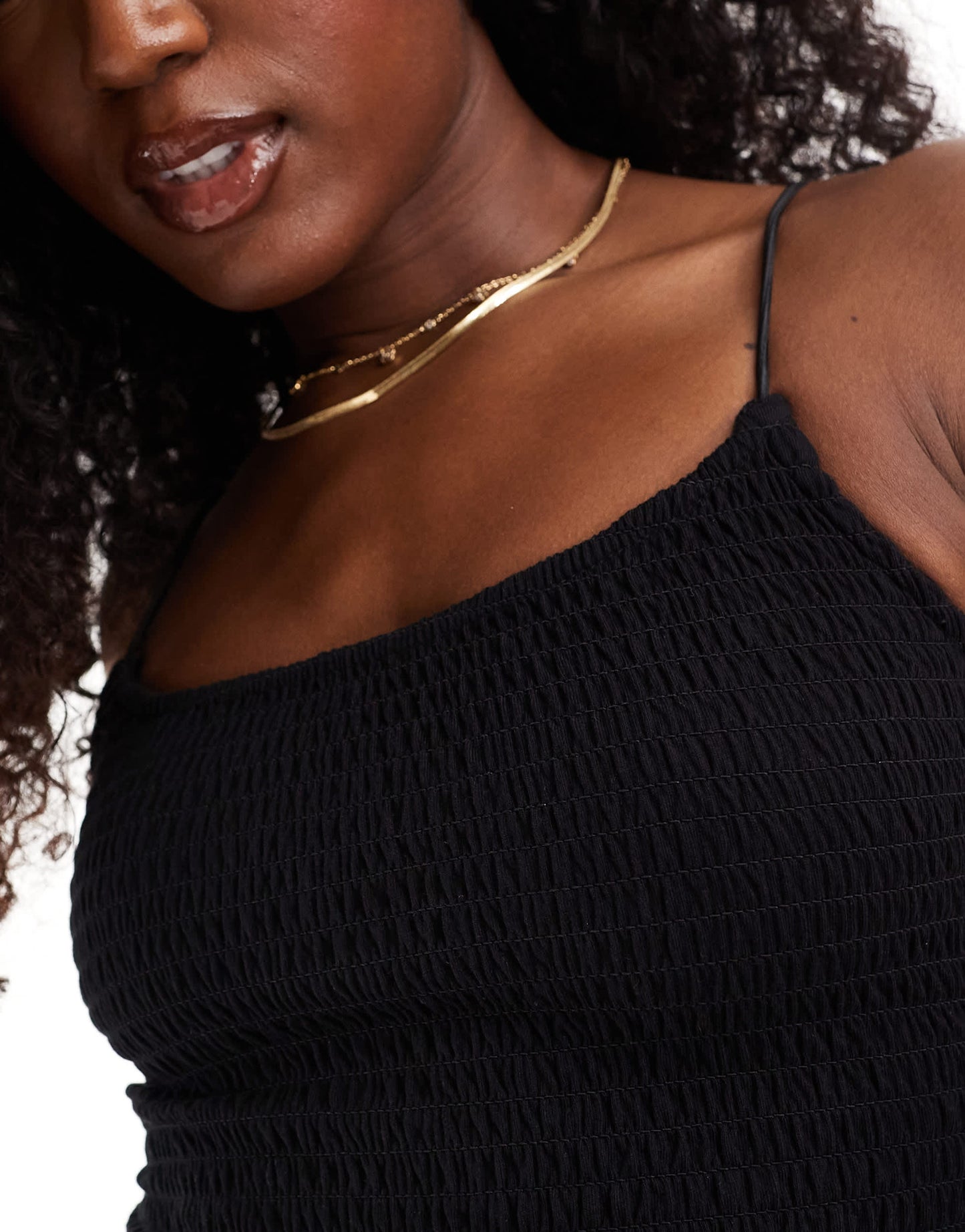 ASOS DESIGN shirred strappy cami bralet in black