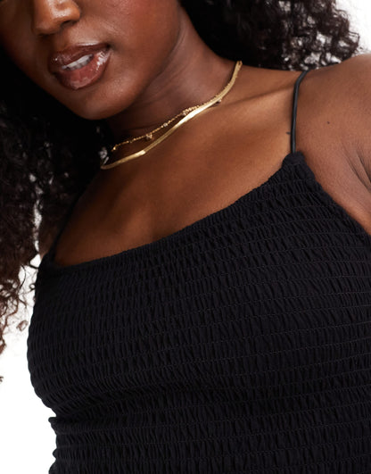 ASOS DESIGN shirred strappy cami bralet in black