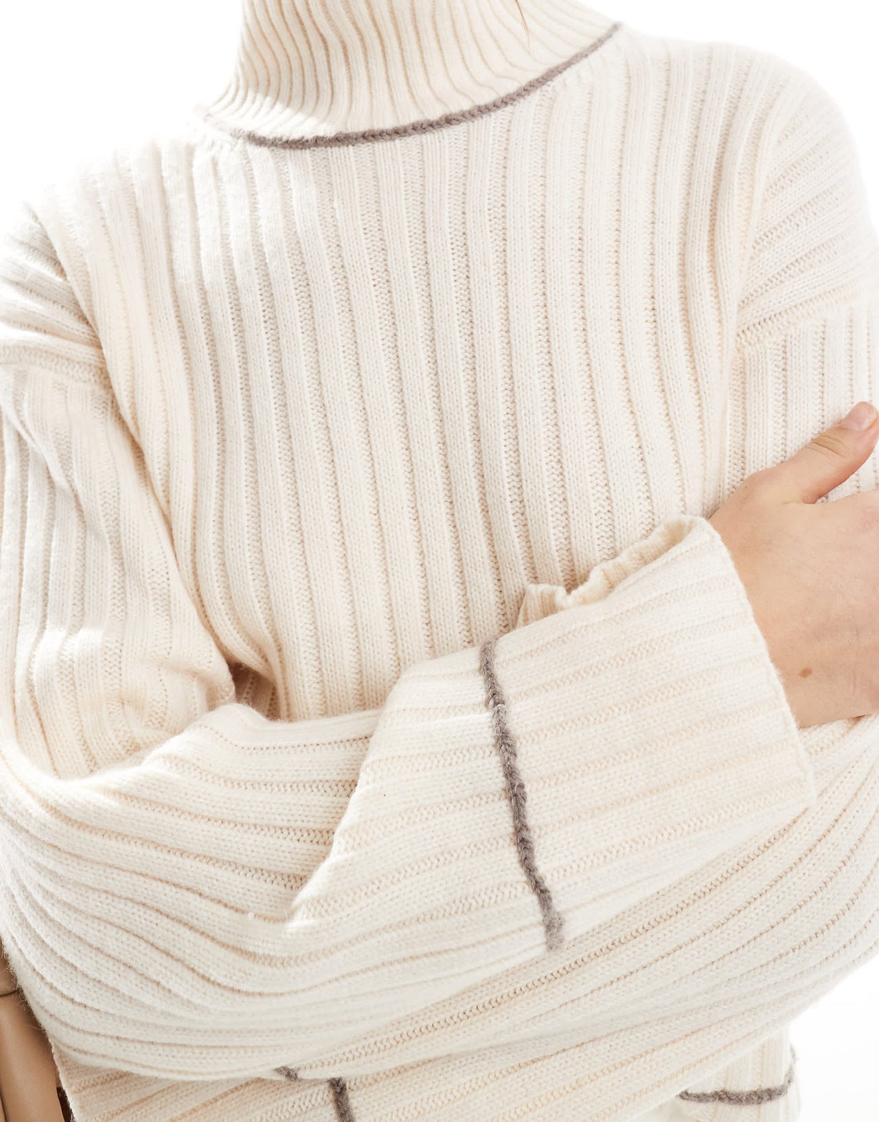 InWear high neck jumper with contract stich detail in cream