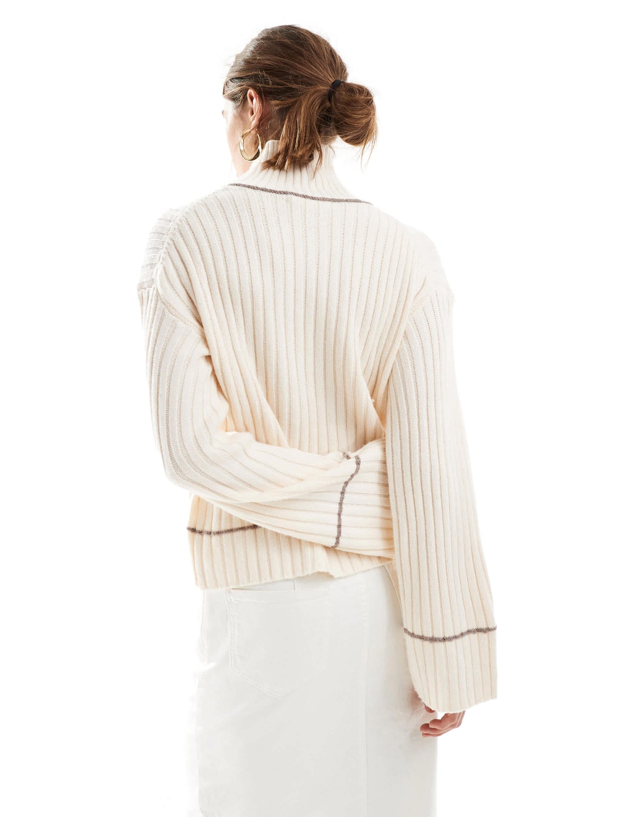 InWear high neck jumper with contract stich detail in cream