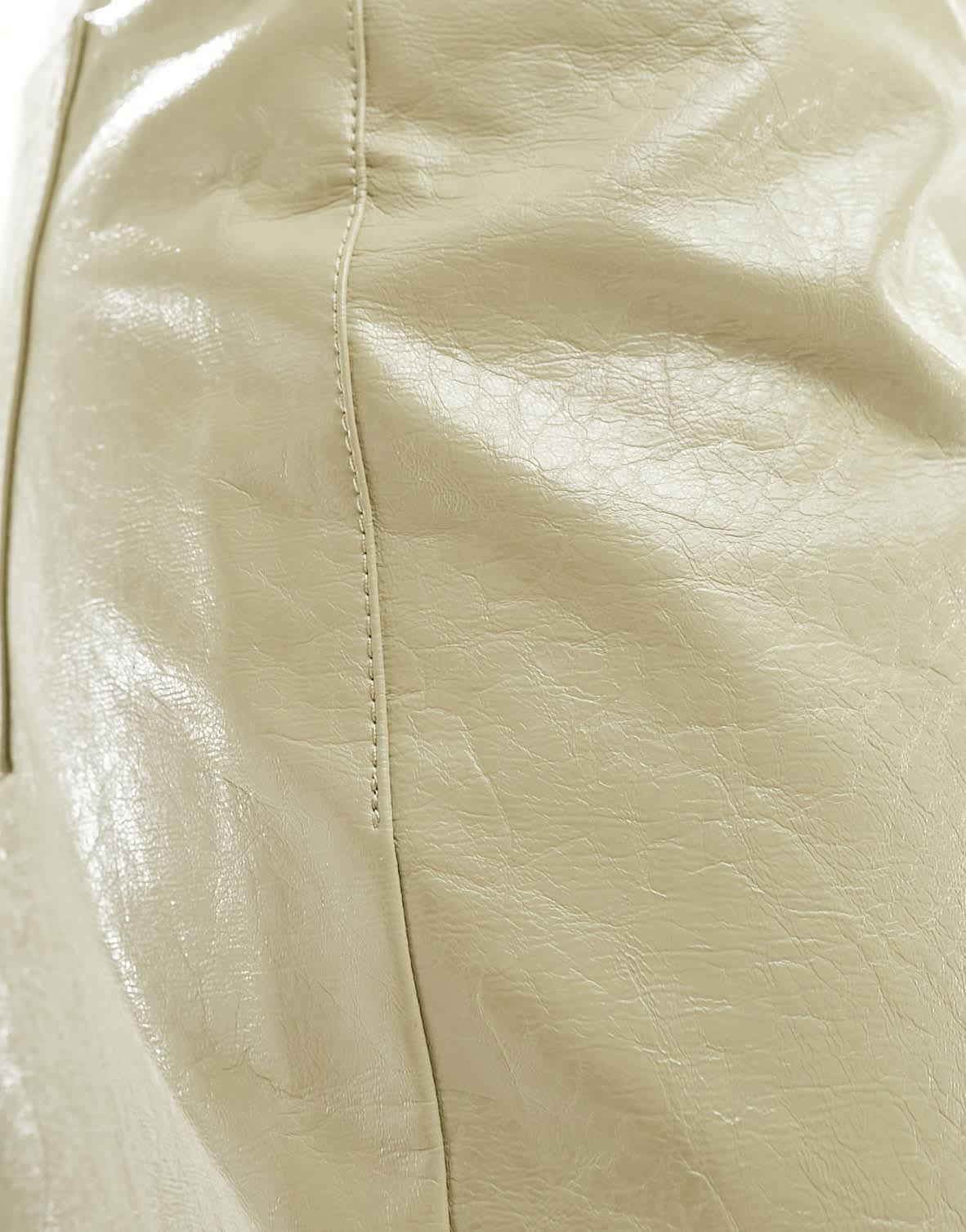 Noisy May wide leg faux leather trouser in light sage