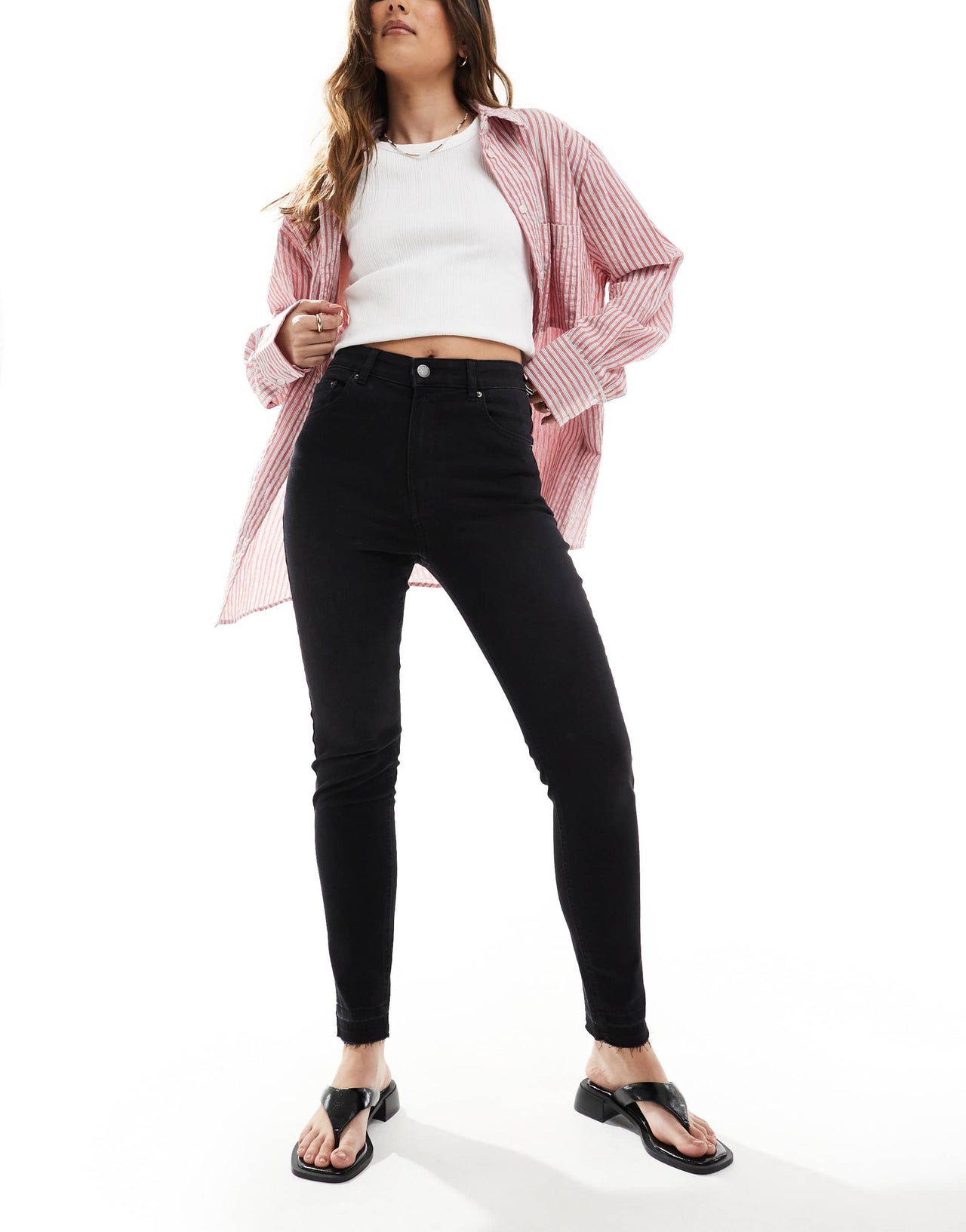 Pull&Bear super skinny high waisted jeans in black