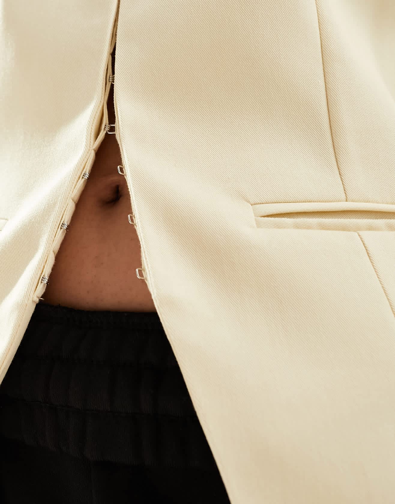 ASOS DESIGN tailored waistcoat with hook and bar detail in buttermilk