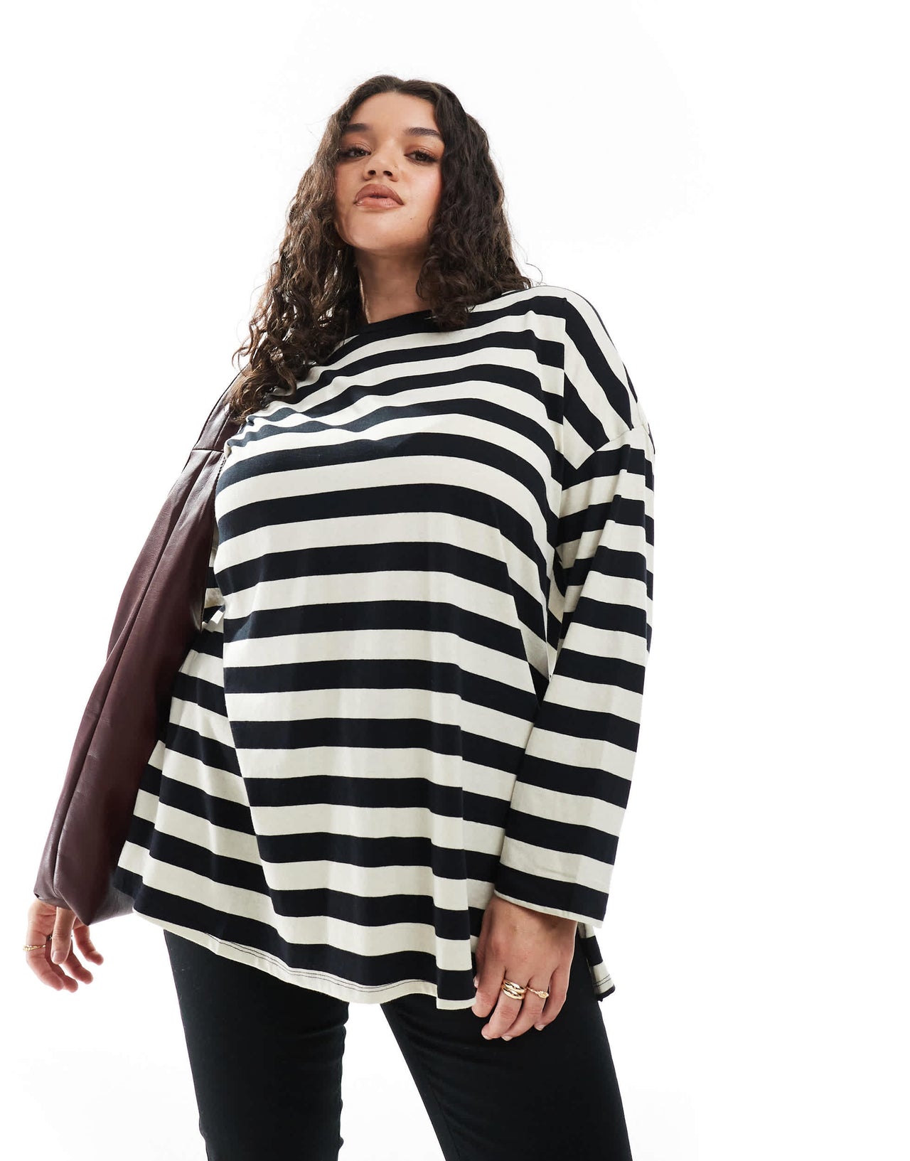 Yours striped oversized t-shirt in black and white