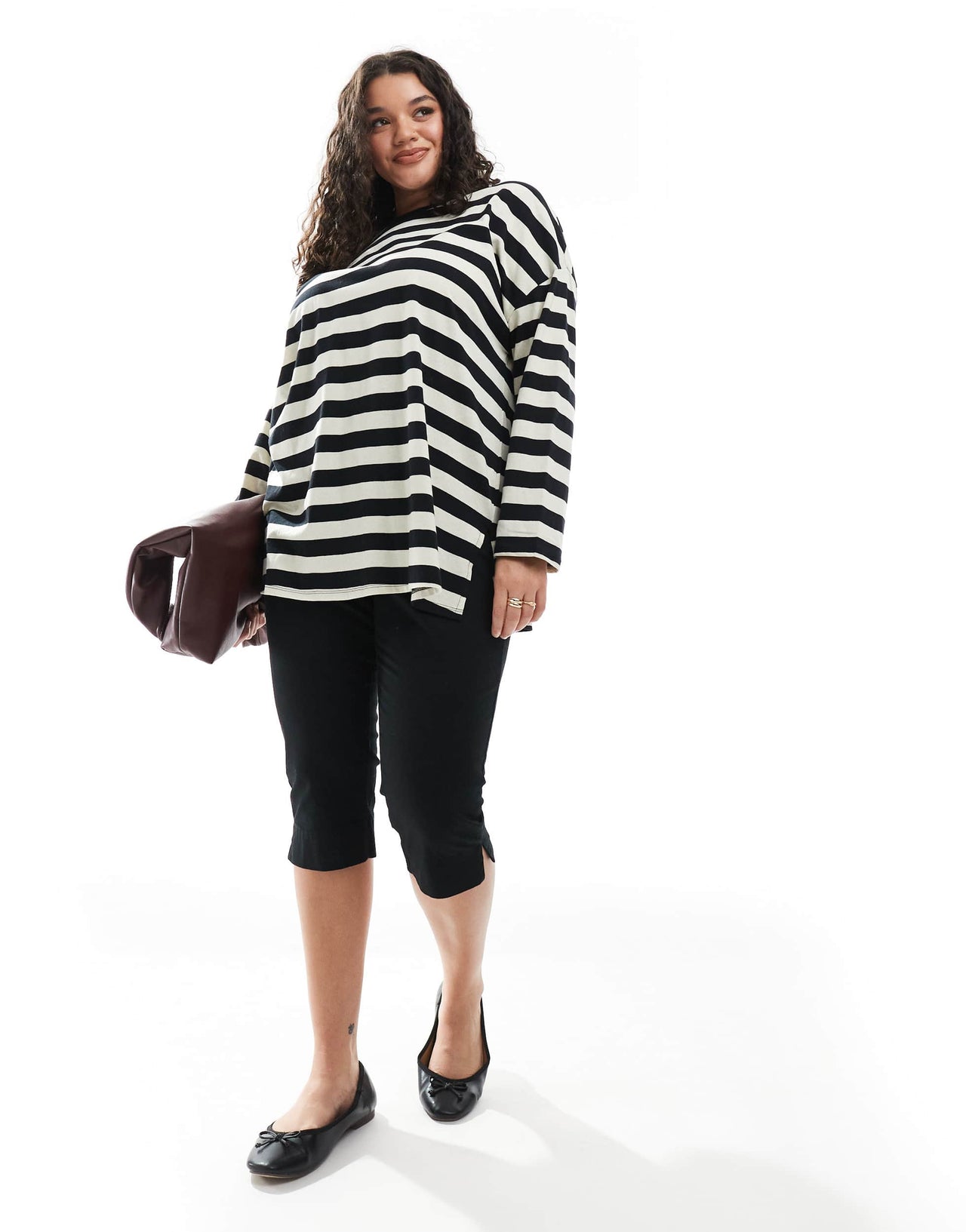 Yours striped oversized t-shirt in black and white