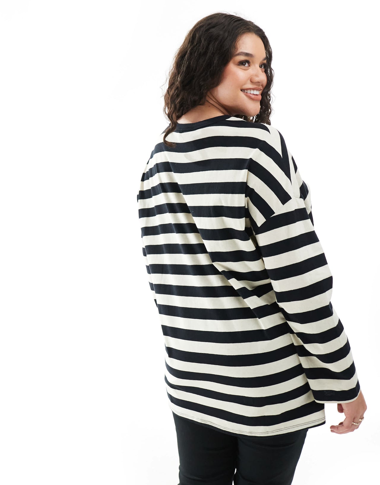 Yours striped oversized t-shirt in black and white