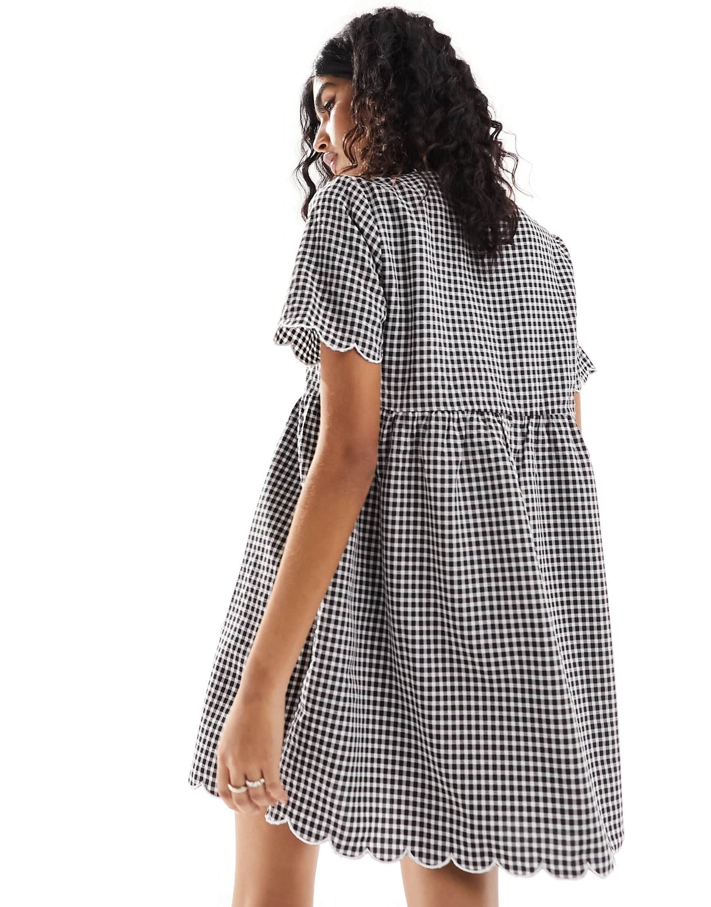 The Frolic exclusive bow detail smock dress in black and white gingham