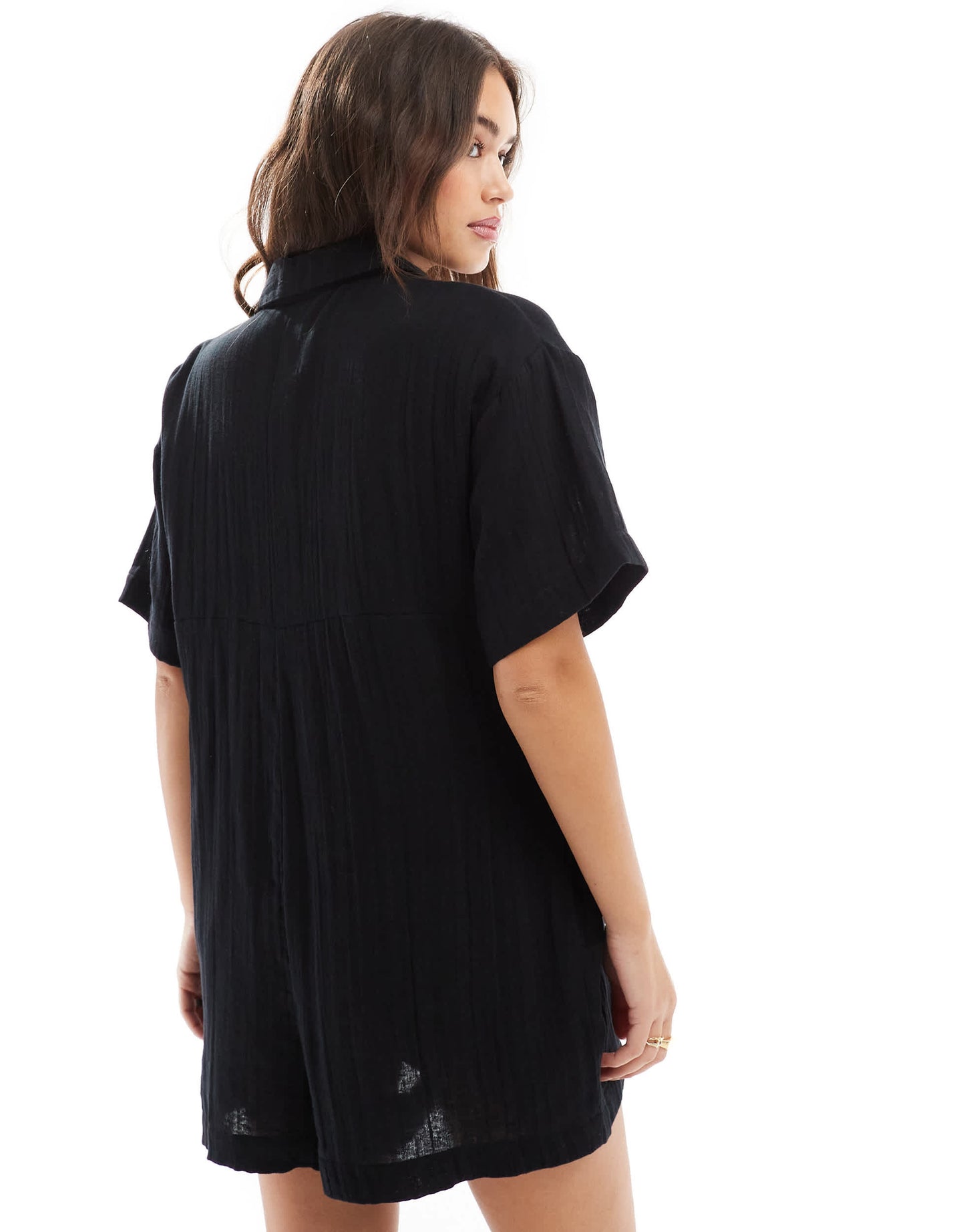 ASOS DESIGN shirt romper playsuit in black