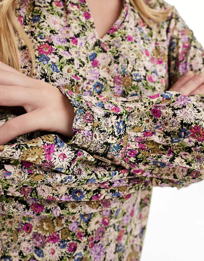 & Other Stories tiered hem mini shirt dress in floral print