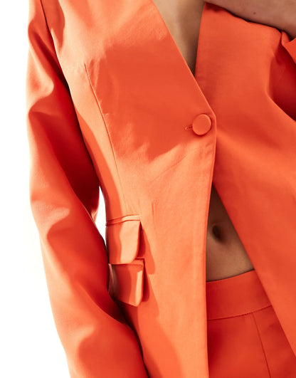Extro & Vert Petite tailored buttoned blazer in rust co-ord