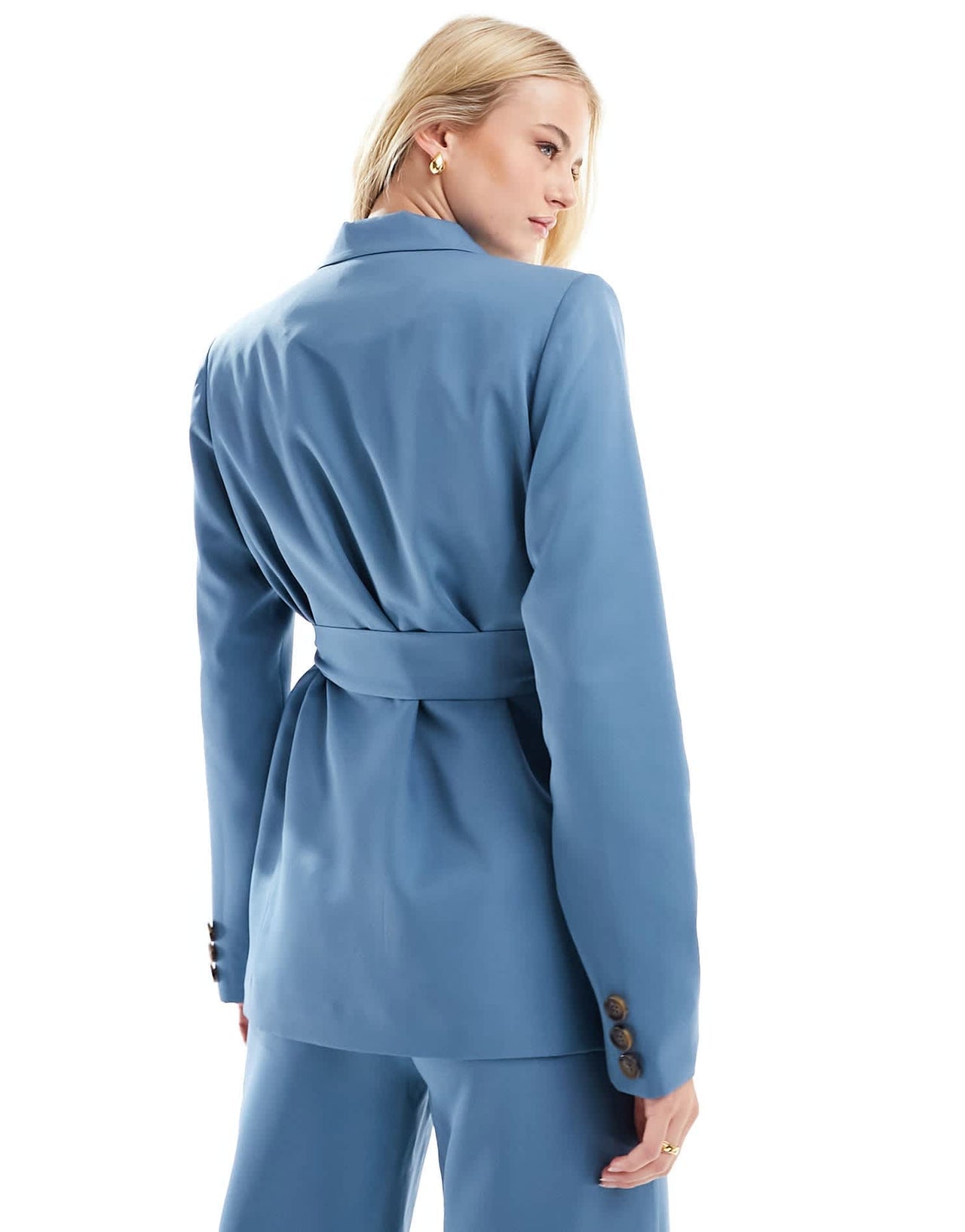 Extro & Vert Tall tie front blazer in blue co-ord