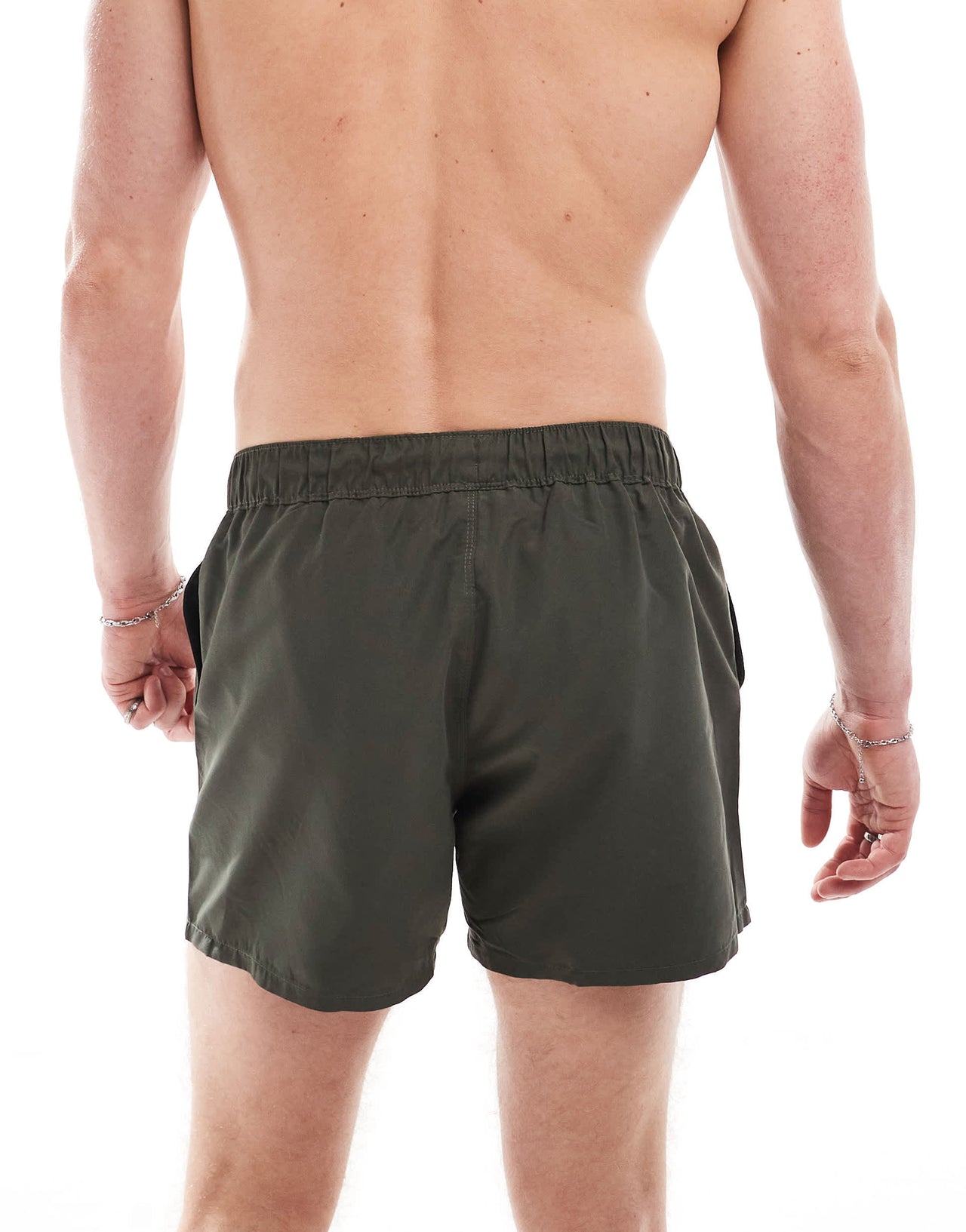 ASOS DESIGN swim short in short length in khaki