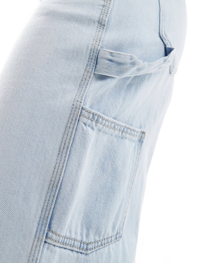 Stradivarius wide leg carpenter jean in beach blue