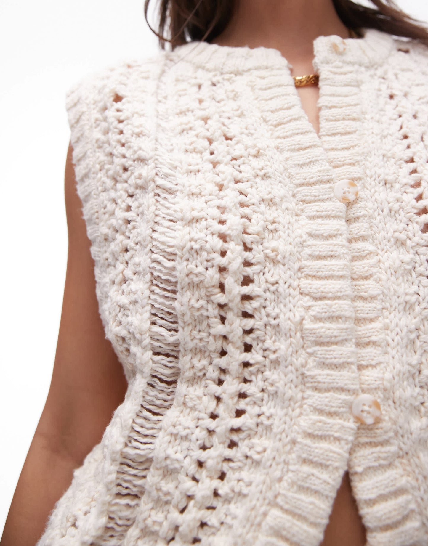 Topshop knitted stitch detail tank in stone