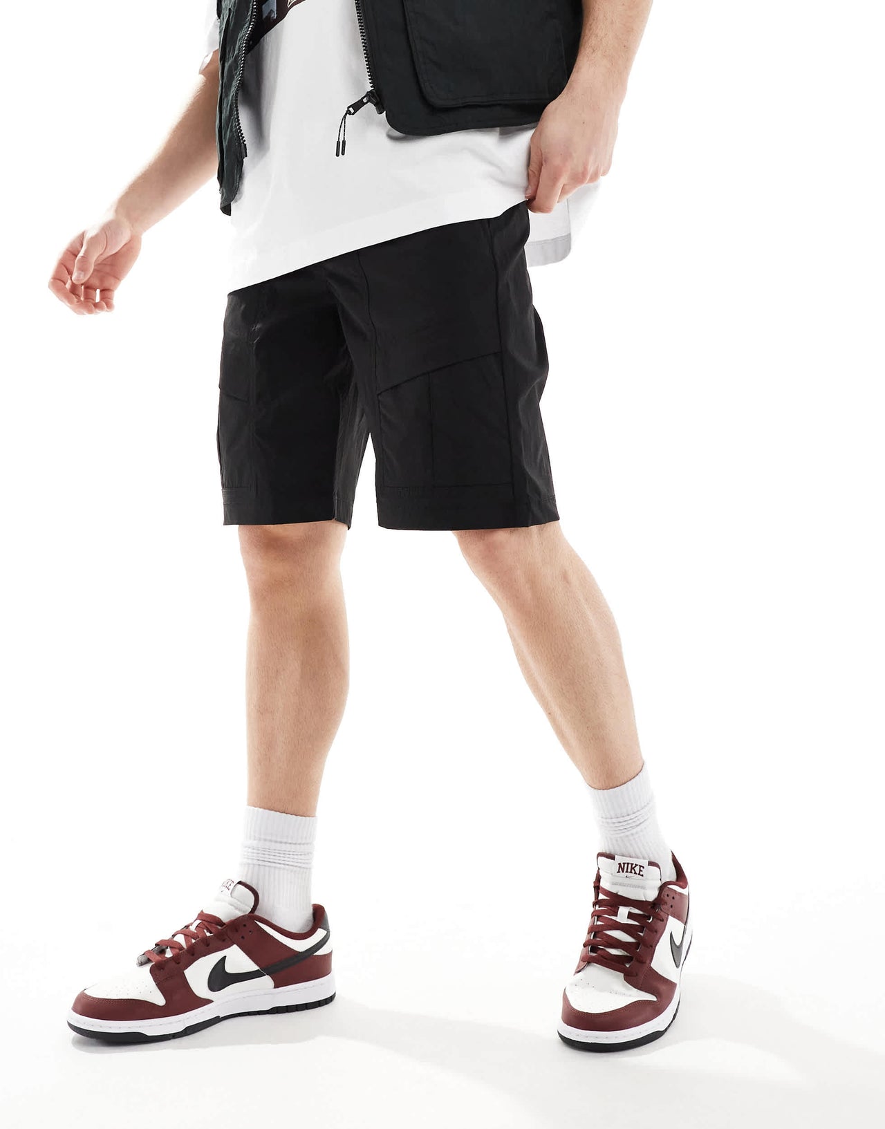 Jack & Jones tech cargo shorts in black