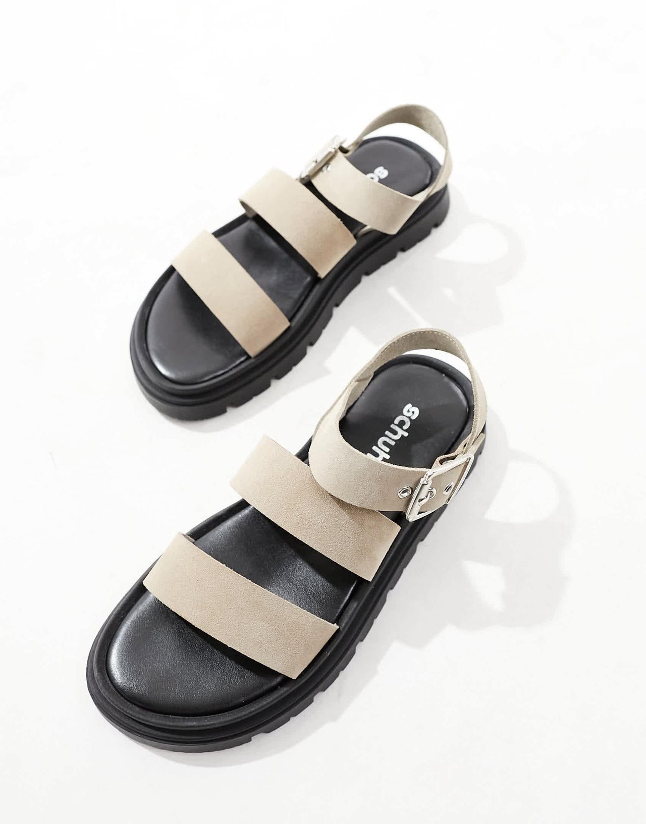 schuh Tina sandals in taupe suede