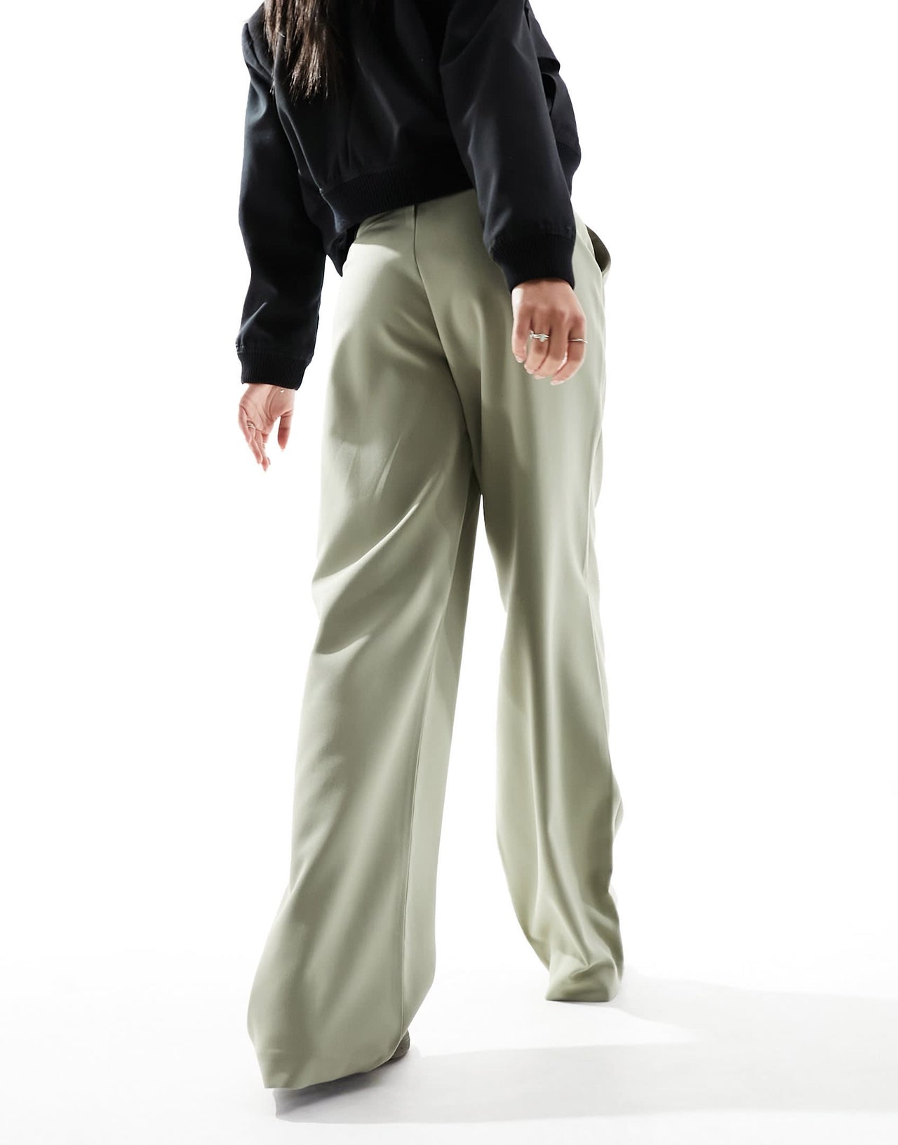 Stradivarius tailored trouser with belt in khaki