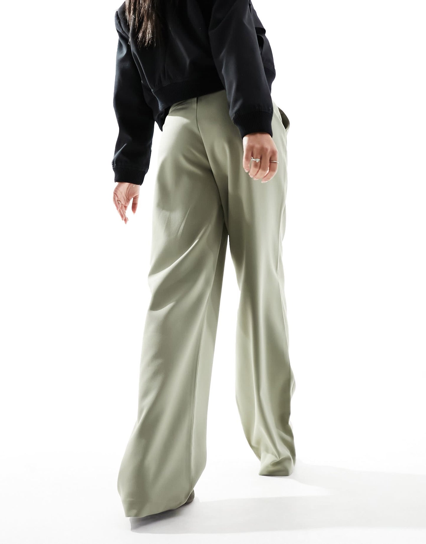 Stradivarius tailored trouser with belt in khaki