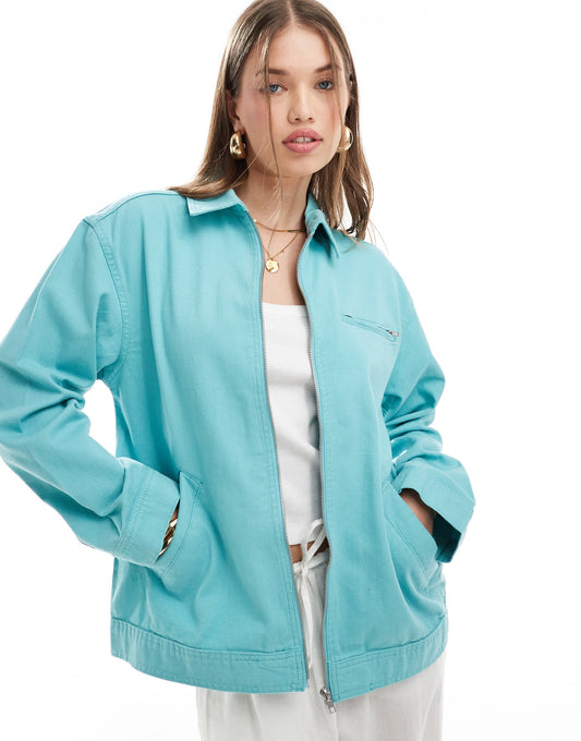 ASOS DESIGN twill harrington shacket in blue