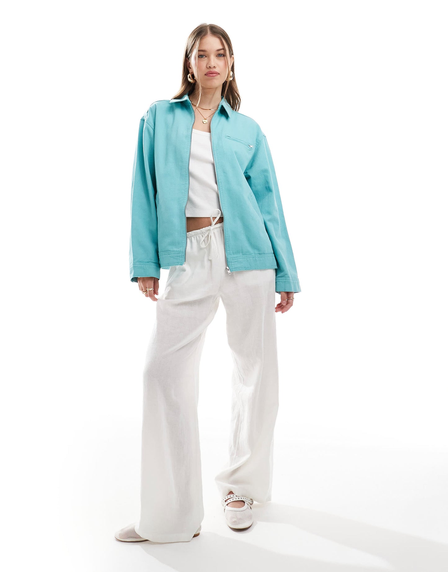 ASOS DESIGN twill harrington shacket in blue