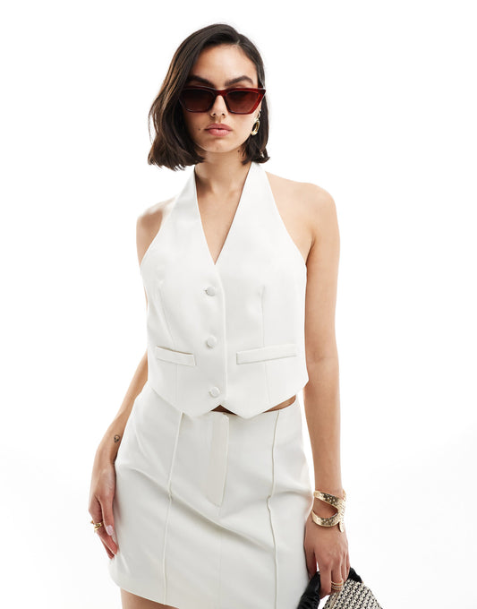 Miss Selfridge fitted waistcoat in ivory co ord