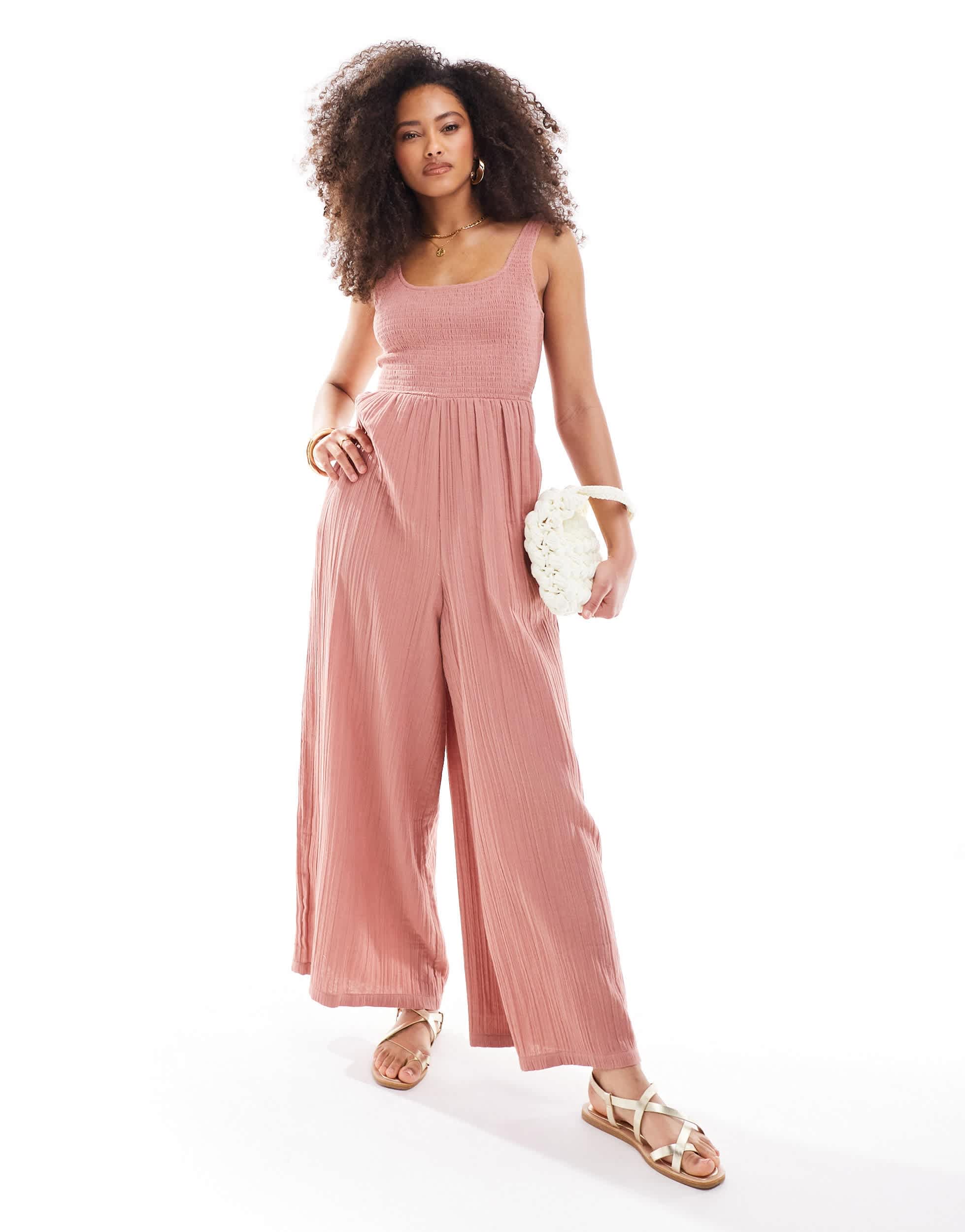 ASOS DESIGN scoop neck wide leg jumpsuit in mauve