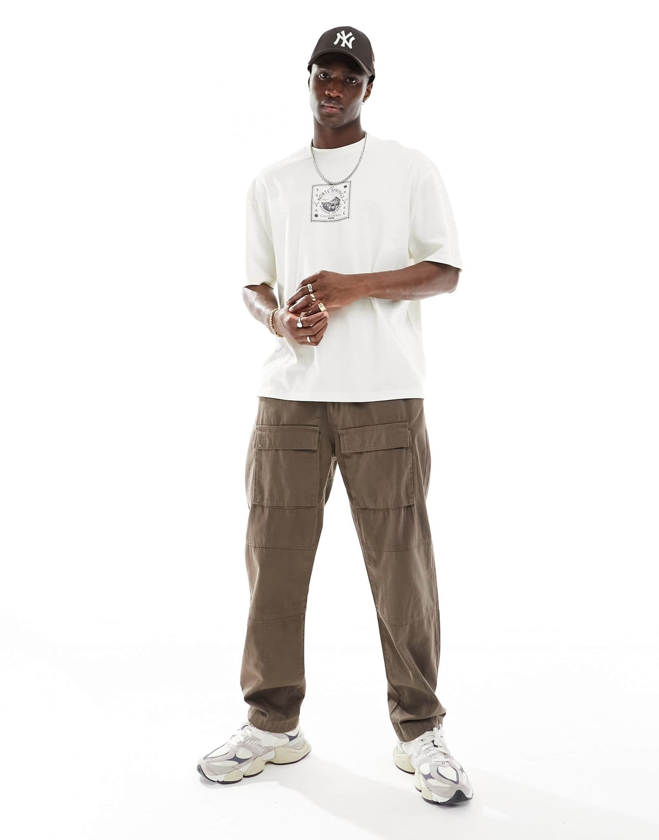 ASOS DESIGN oversized t-shirt in off white with celestial chest print