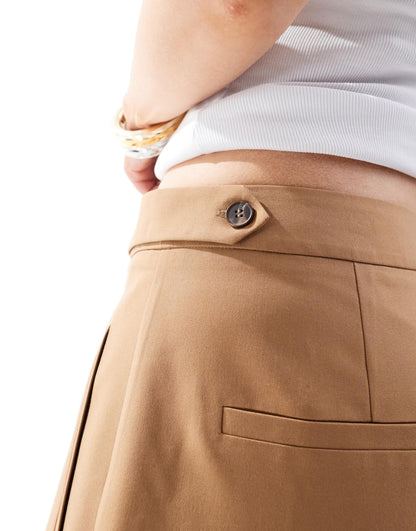 ASOS DESIGN Curve tailored barrel leg trouser in brown