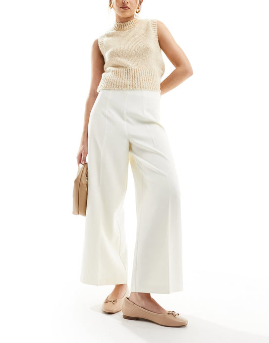 ASOS DESIGN tailored culotte trousers in cream