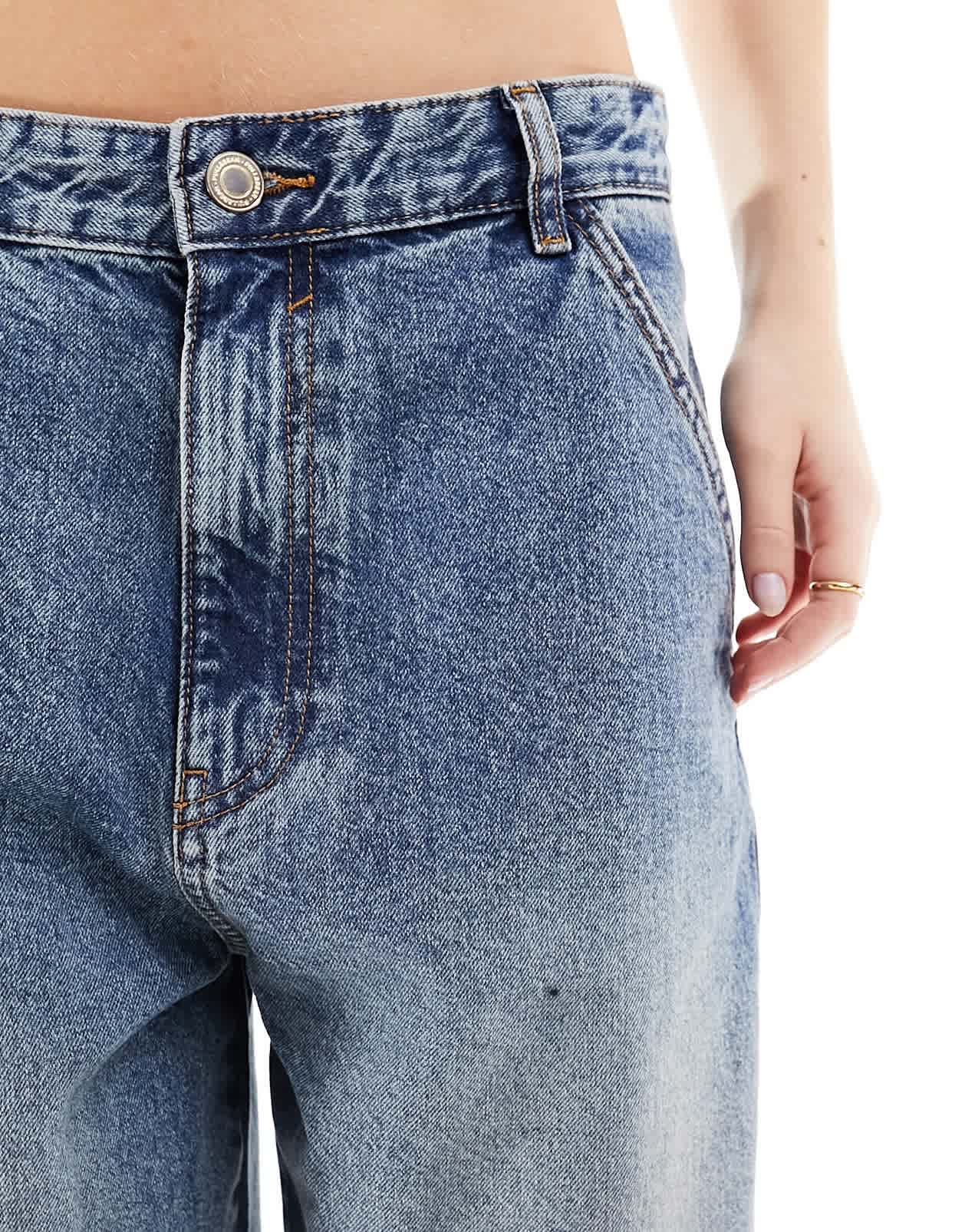Pull&Bear low rise oversized baggy jean in blue