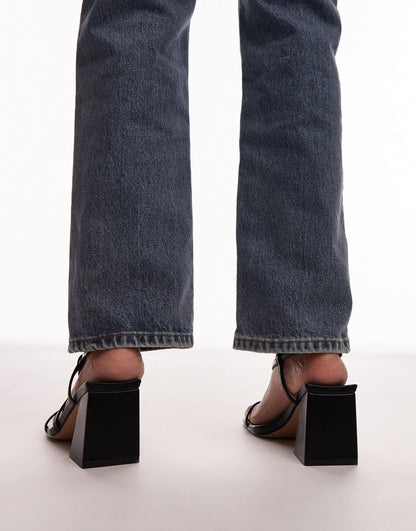Topshop Wide Fit Gabby strappy block heel sandal in black