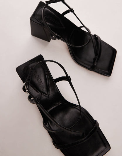 Topshop Wide Fit Gabby strappy block heel sandal in black