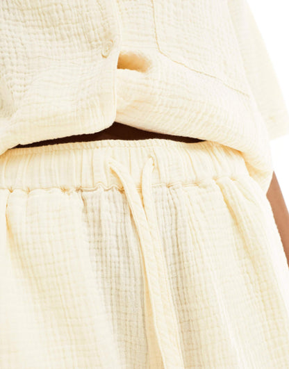 ASOS DESIGN cheesecloth casual short in ecru