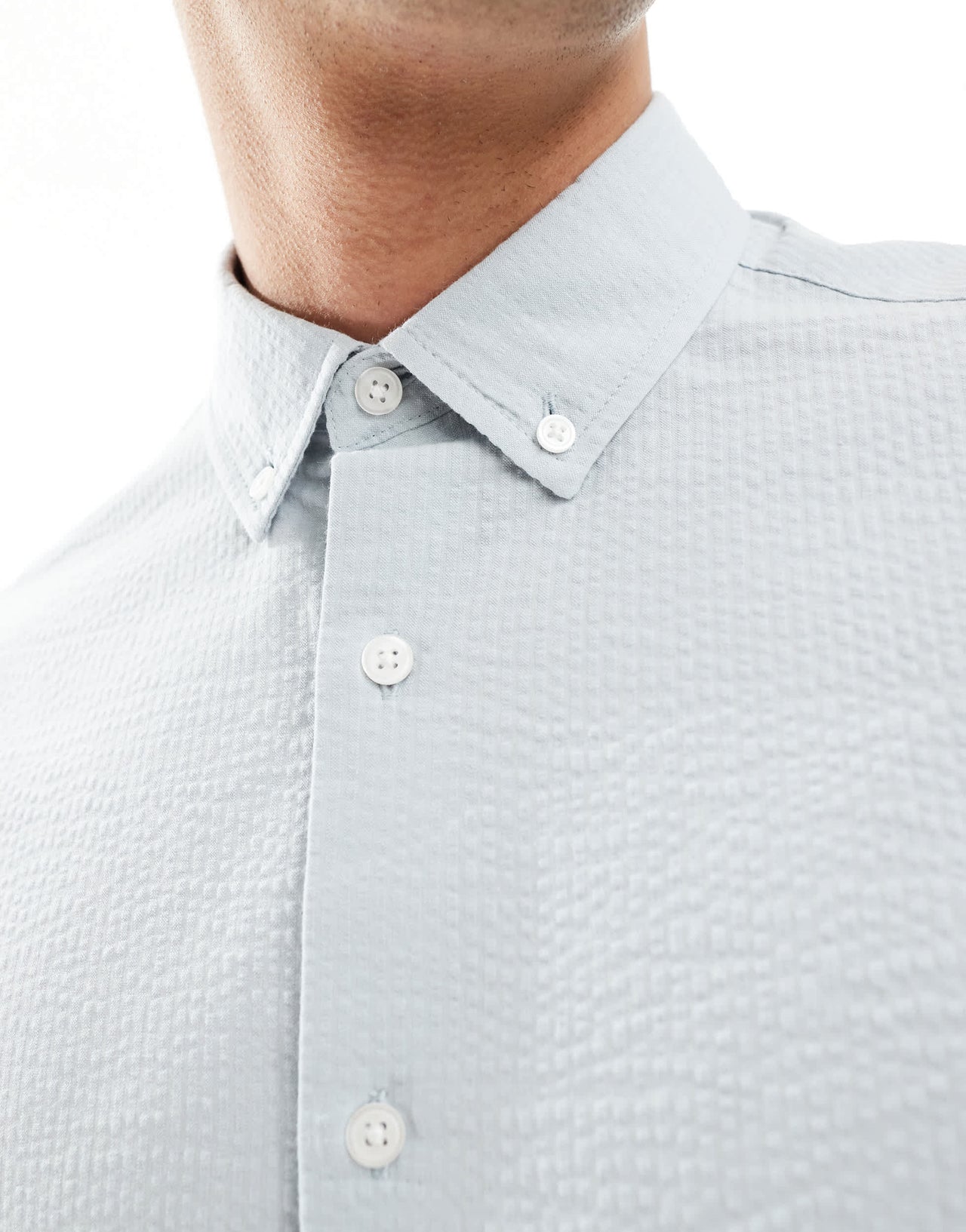 ASOS DESIGN regular seersucker shirt in sage green