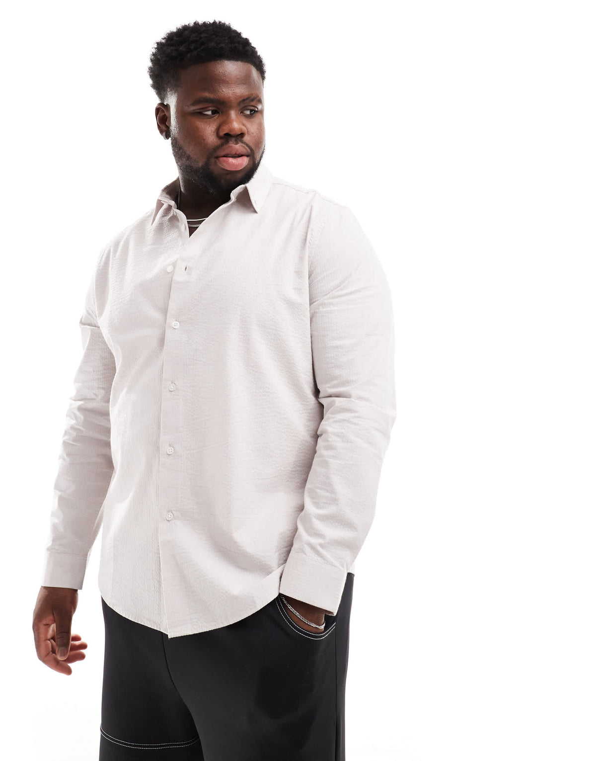 ASOS DESIGN regular seersucker shirt in light pink