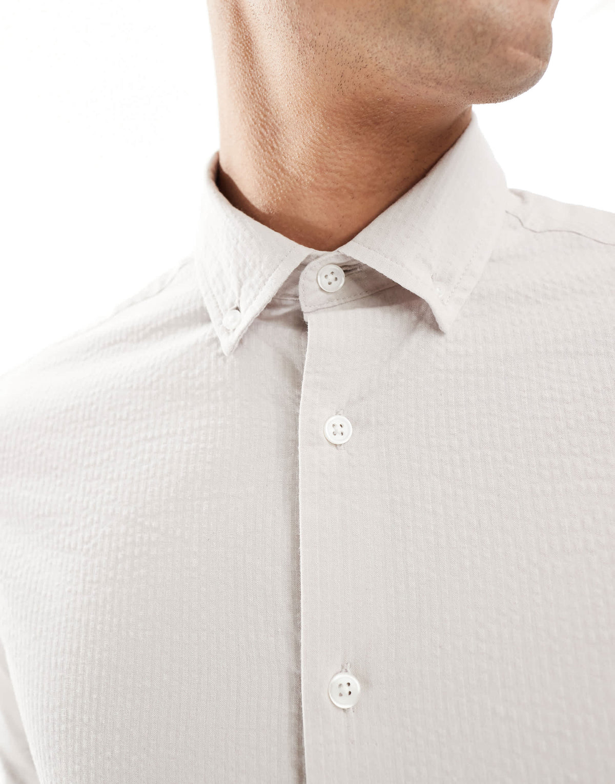 ASOS DESIGN regular seersucker shirt in light pink