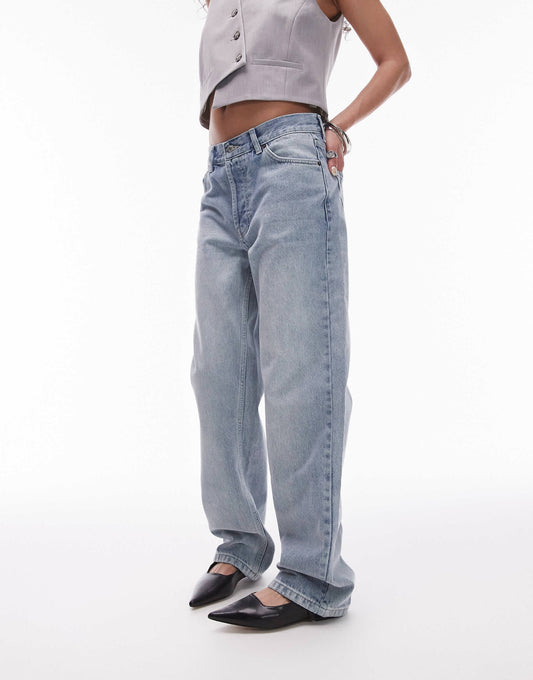 Topshop Solice mid rise jean in grey bleach