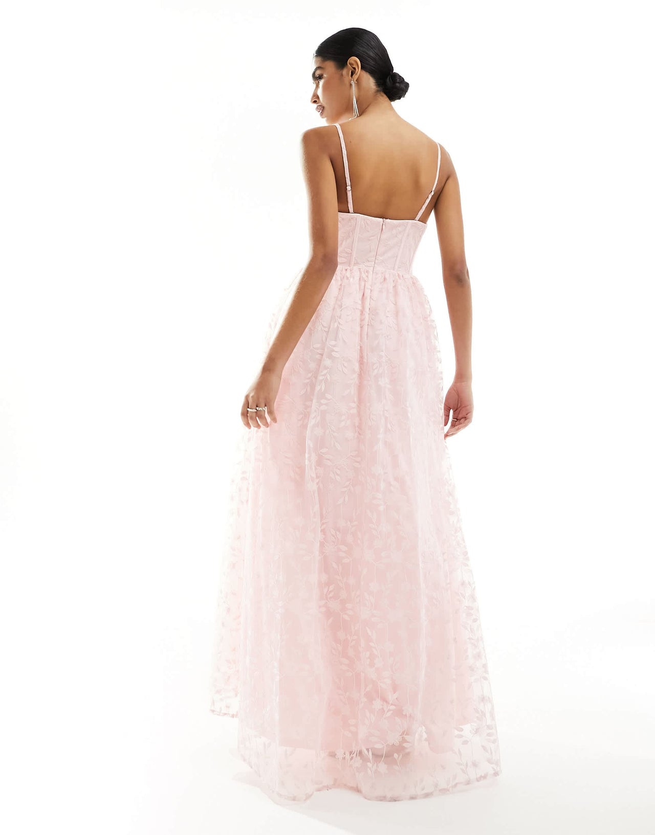 Maya Premium bandeau organza maxi dress in peach