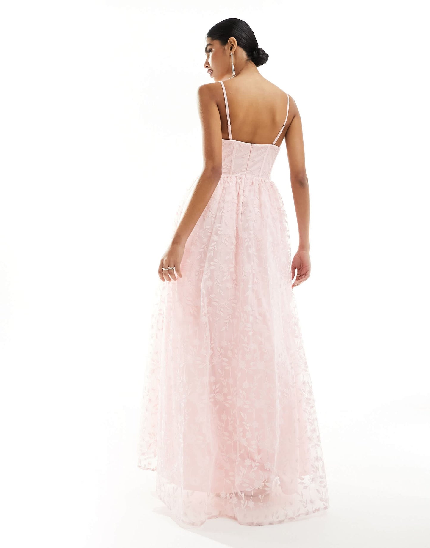 Maya Premium bandeau organza maxi dress in peach
