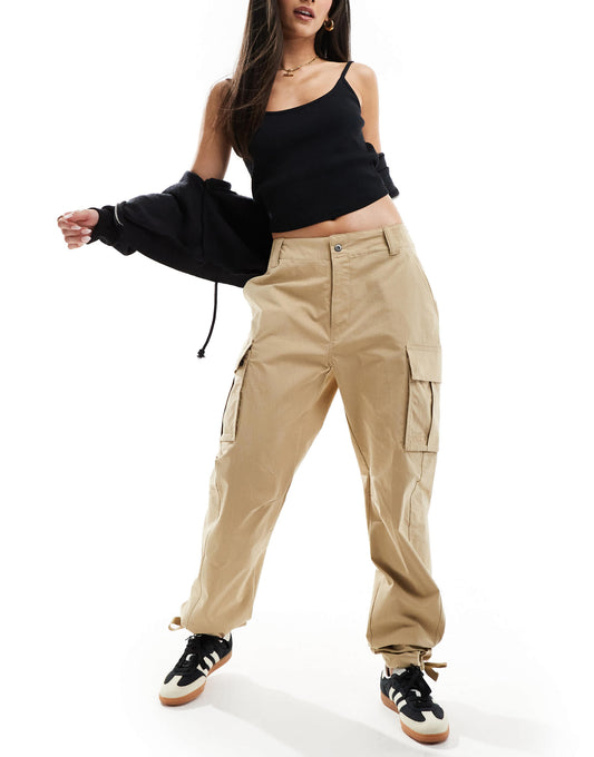 The North Face logo cargo trousers in beige
