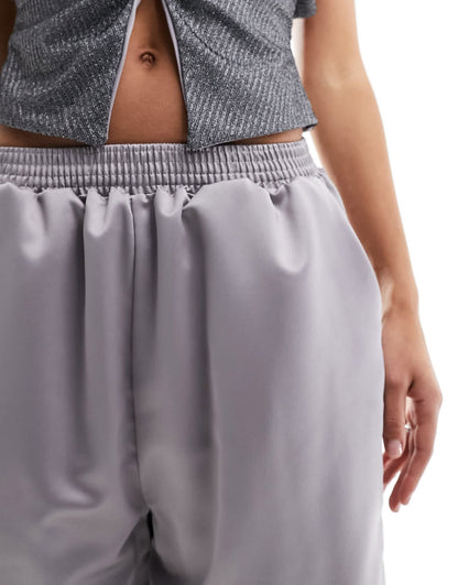 Reclaimed Vintage satin pull on trouser in silver