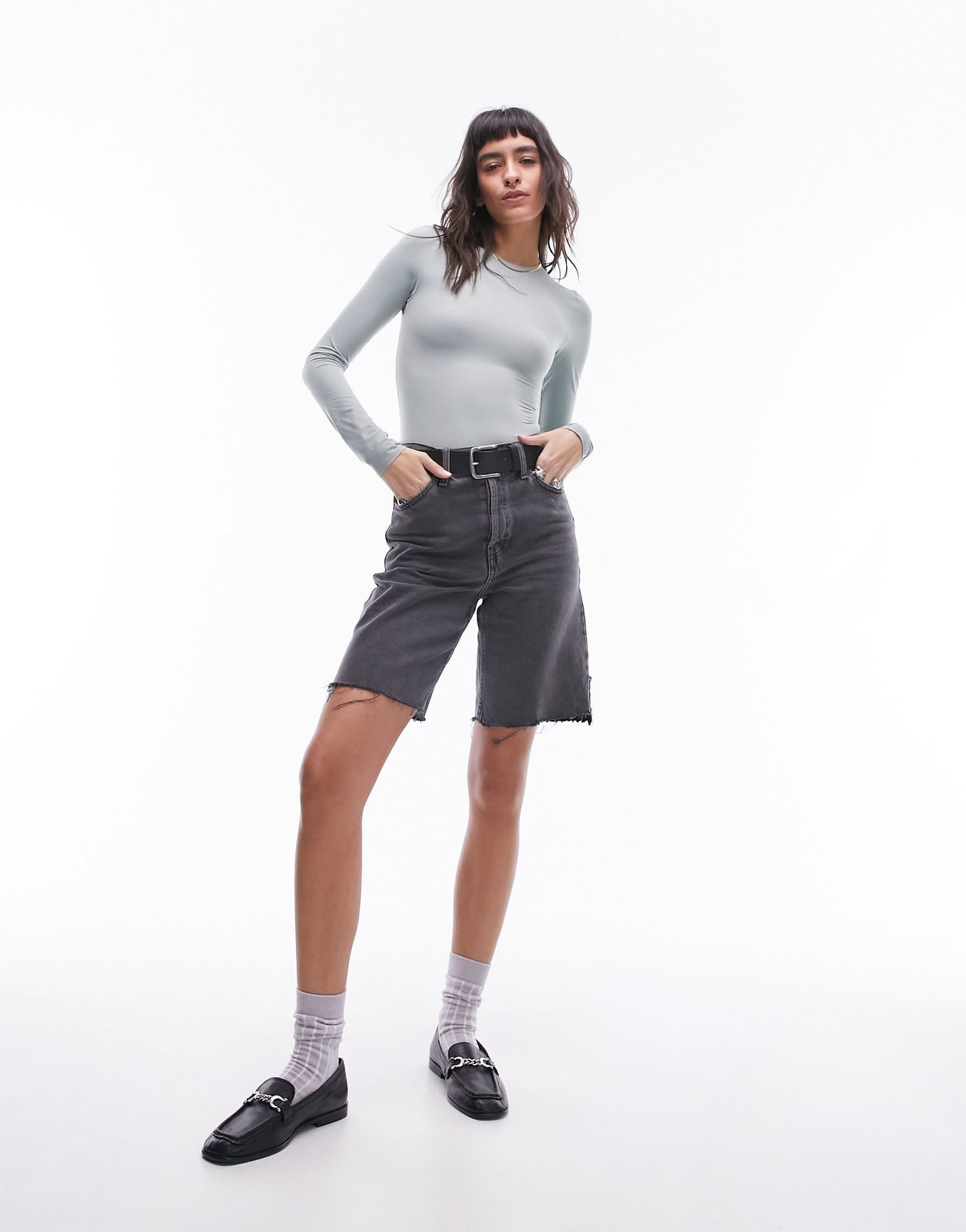 Topshop supersoft long sleeve body in sage