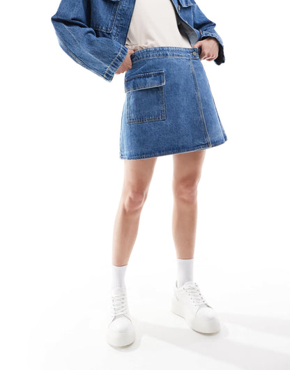 ASOS DESIGN mini skirt in mid blue