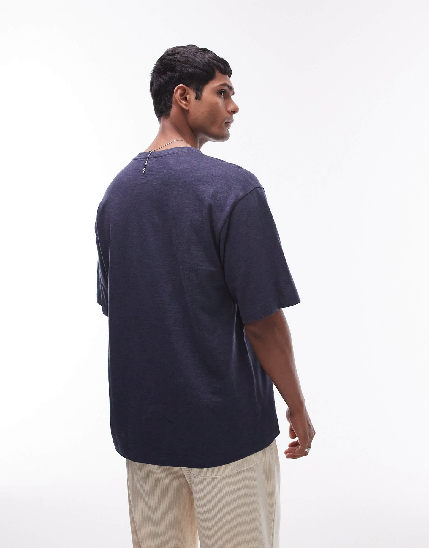 Topman oversized fit linen mix t-shirt in navy