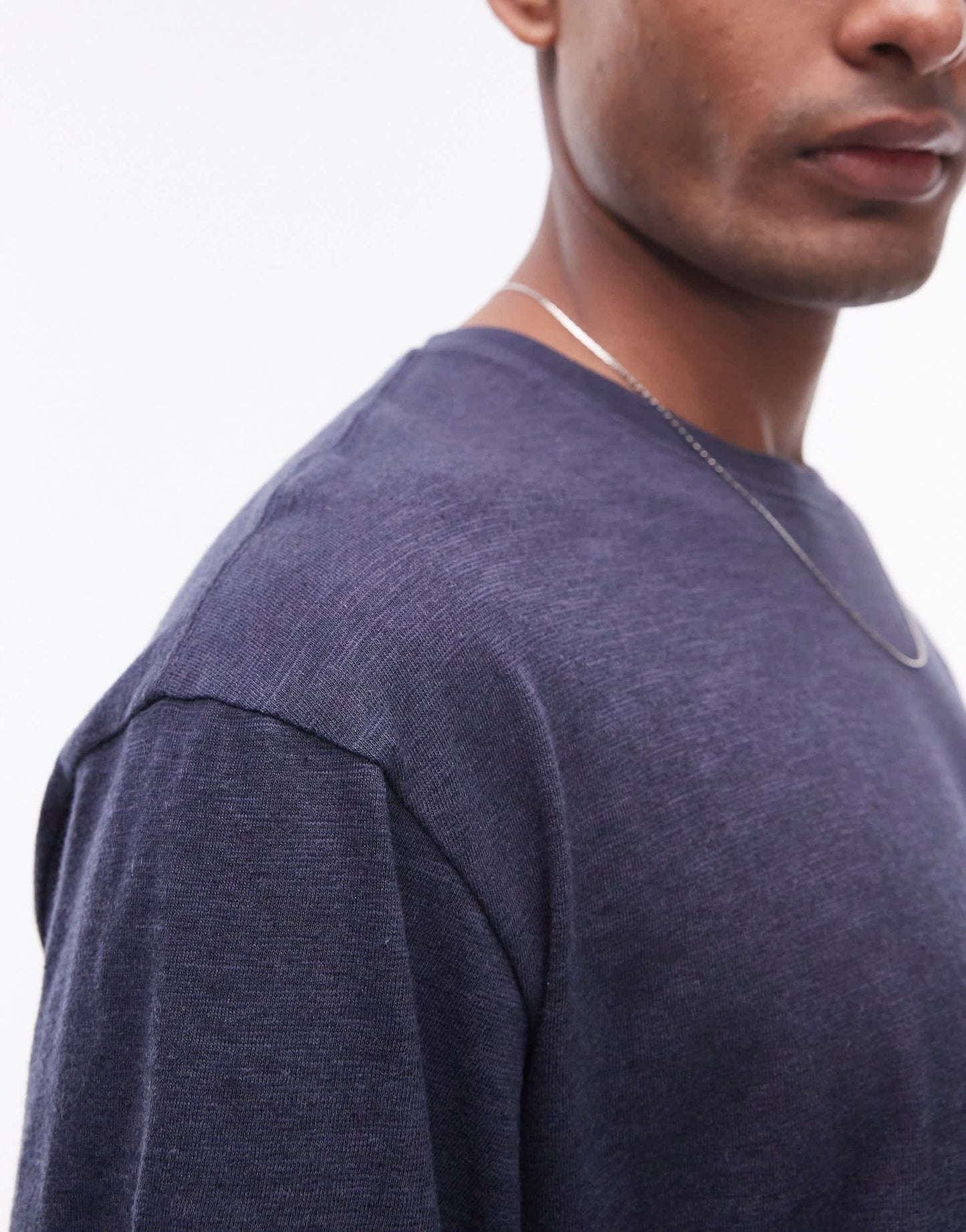 Topman oversized fit linen mix t-shirt in navy
