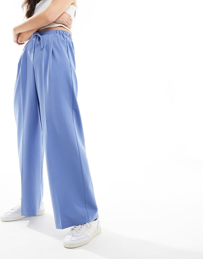 ASOS DESIGN tailored pull on trousers in blue